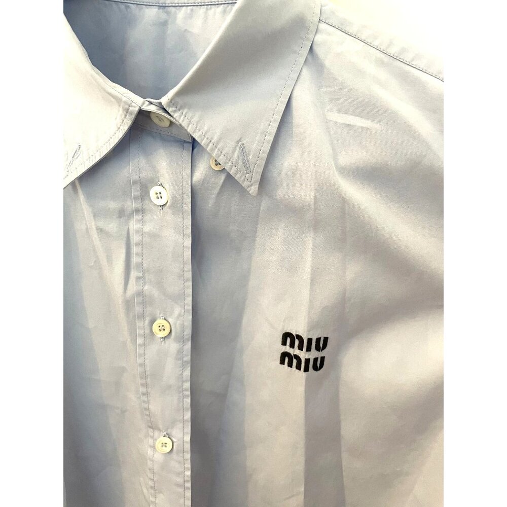 Miu Miu Light Blue Button-Up Shirt With Embroider… - image 3